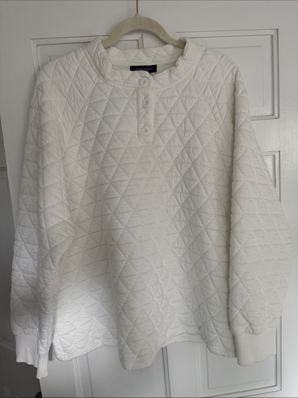 Sanctuary Ivory Quilted Henley Pullover-*Never Worn- Brand New